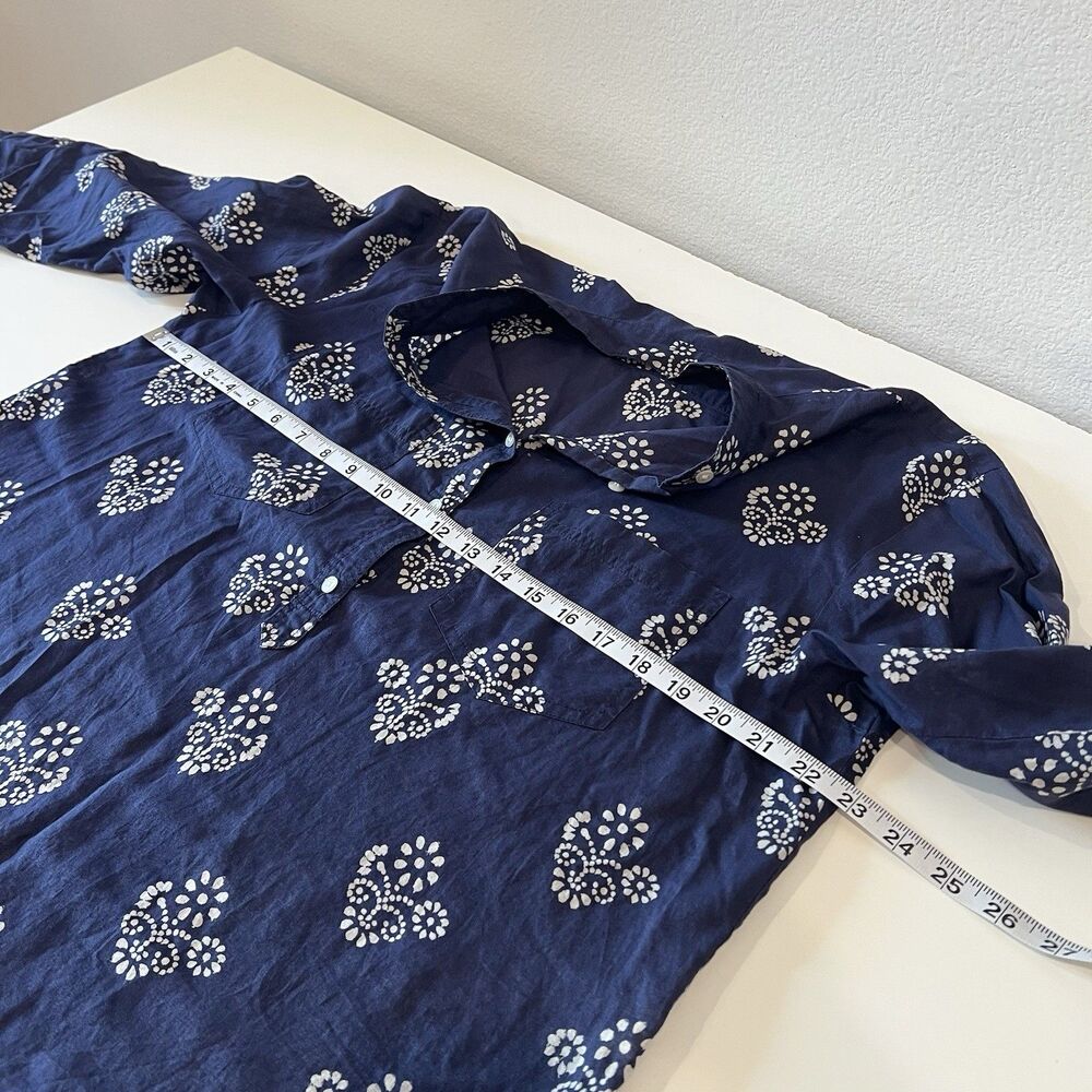 Madewell Blouse Womens Medium Blue Long Sleeve Floral Popover Top Boho Indie - Picture 5 of 6